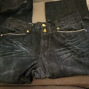 Coogi Dark Denim Jeans with Gold Accents
